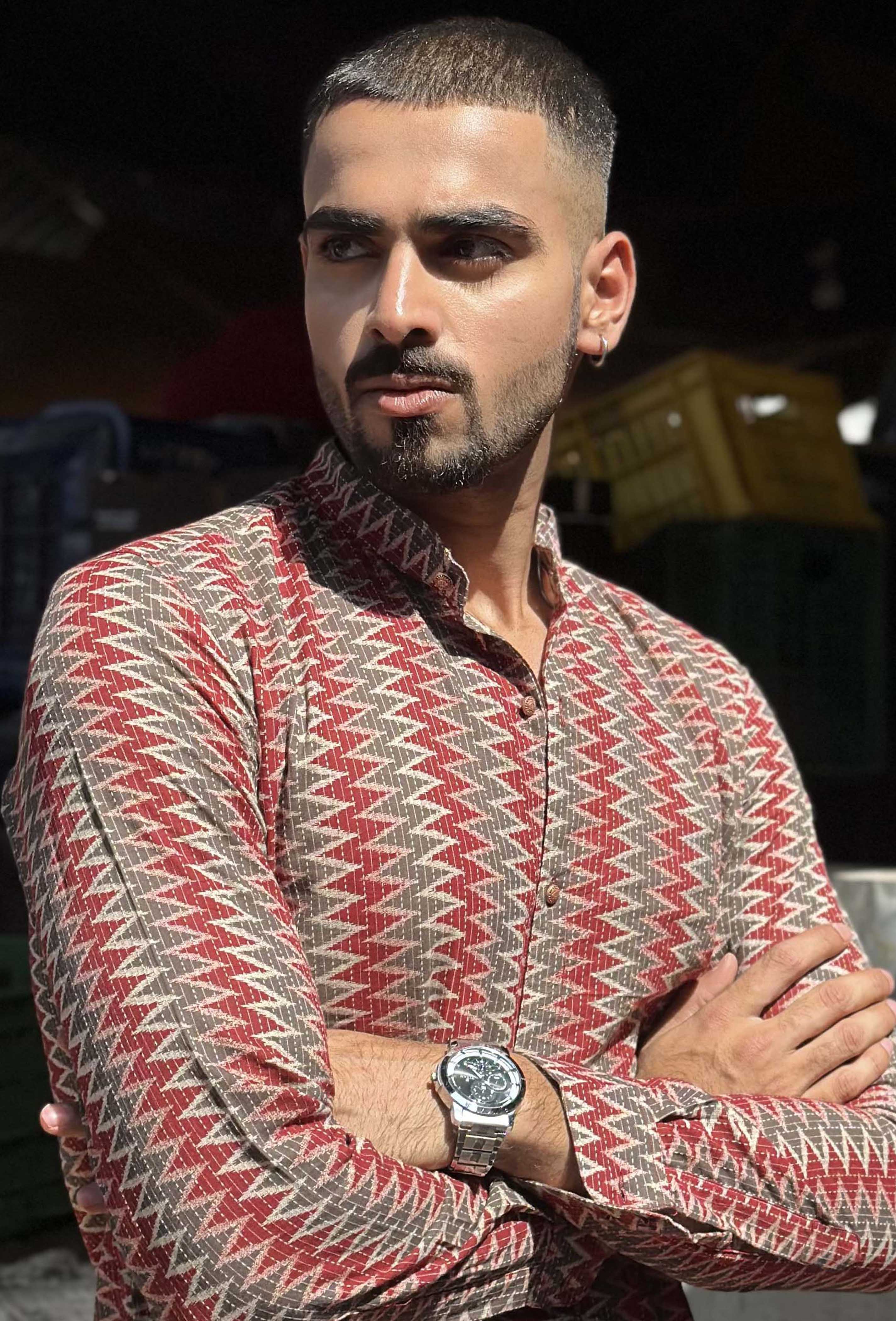 Red - Ash Grey Shirt